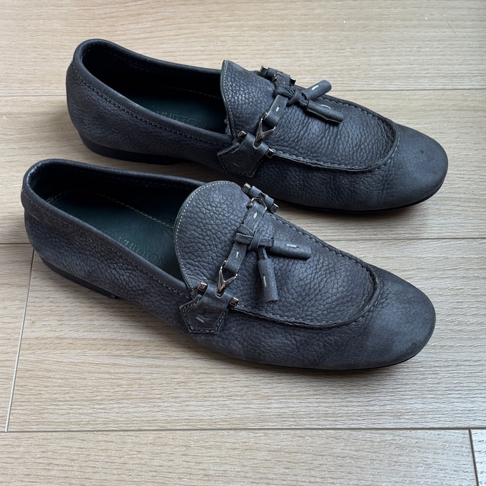 Louis Vuitton Grey Suede Tassel Loafers